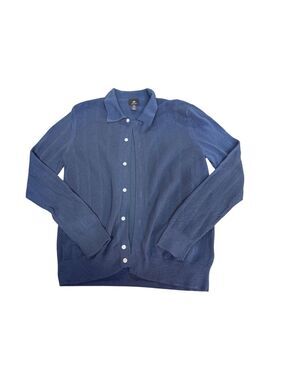 Men's H&M Open Weave Button-Up Cotton Cosy Layered Cardigan Blue Size M